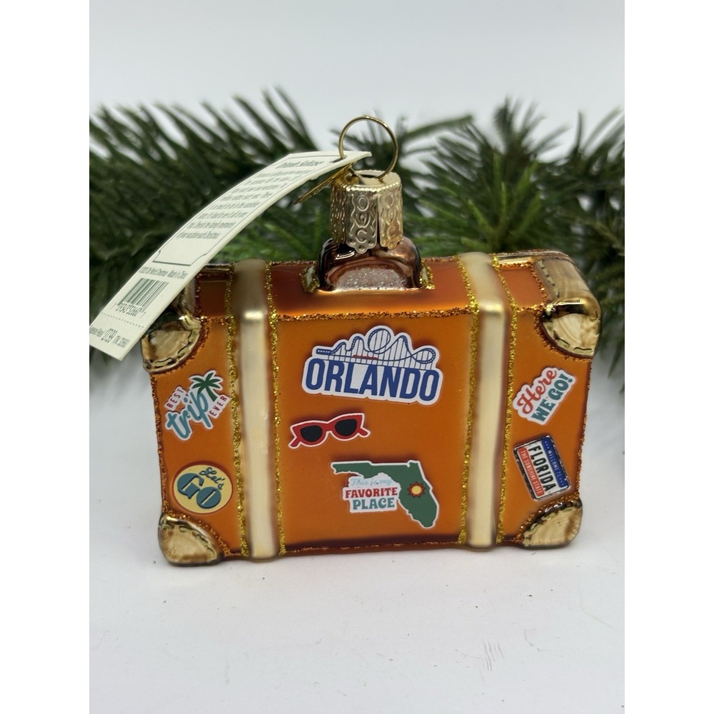Old World Christmas ORLANDO SUITCASE Glass Ornament New Tag W/ Box